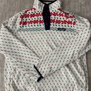 Lands' End Festive Fleece with Red and Green Accents